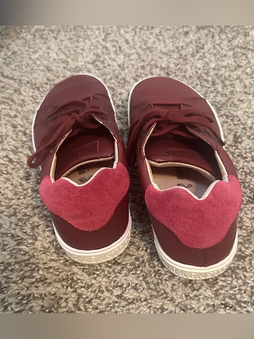 Birkenstock Bend Low Sneaker Girl’s 34 Burgundy Wine Leather Lace-Up Casual Shoe - Picture 5 of 6